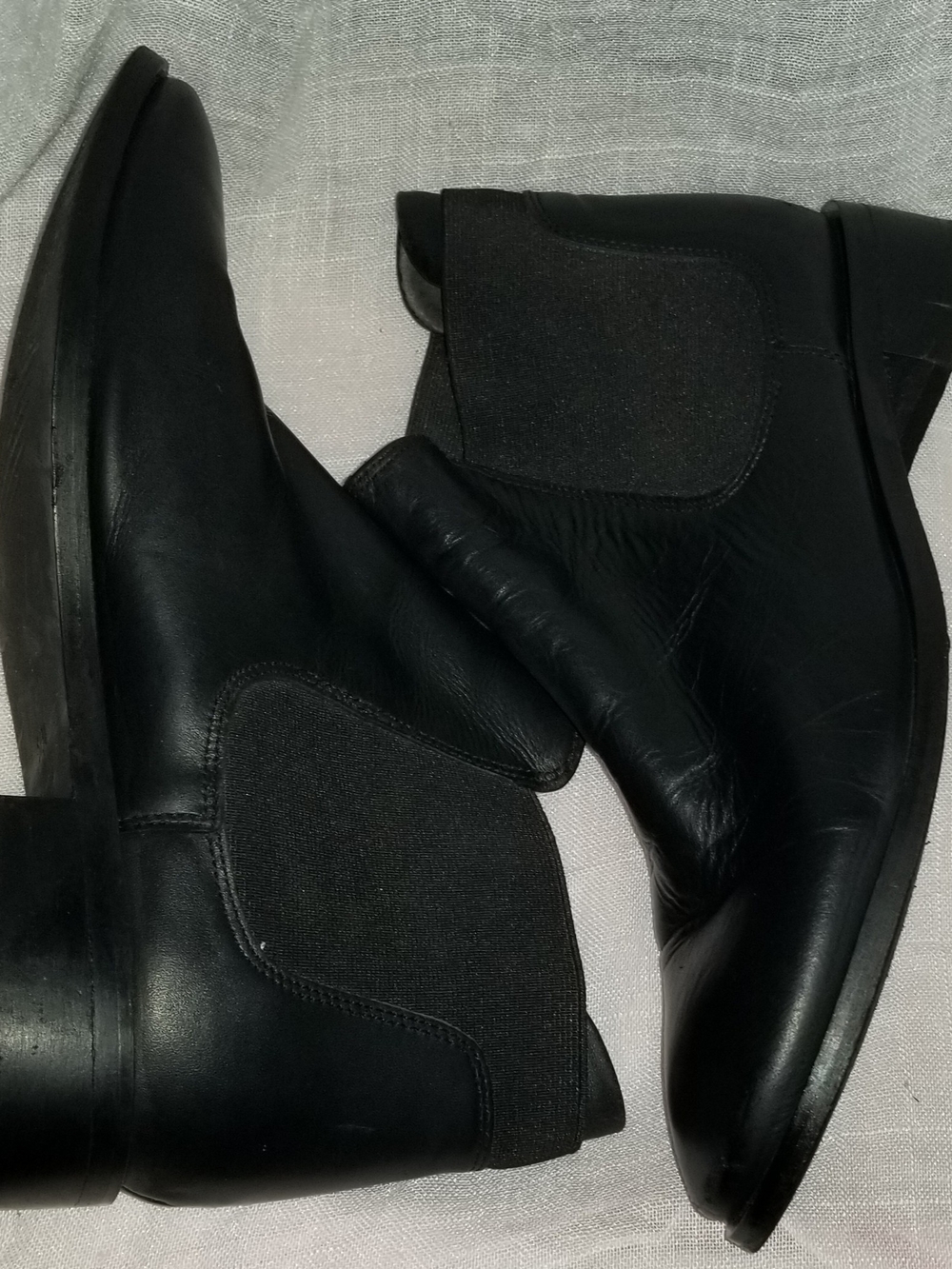 Topshop Women's 7.5 Black Leather Chelsea Ankle Boots with Elastic Panels